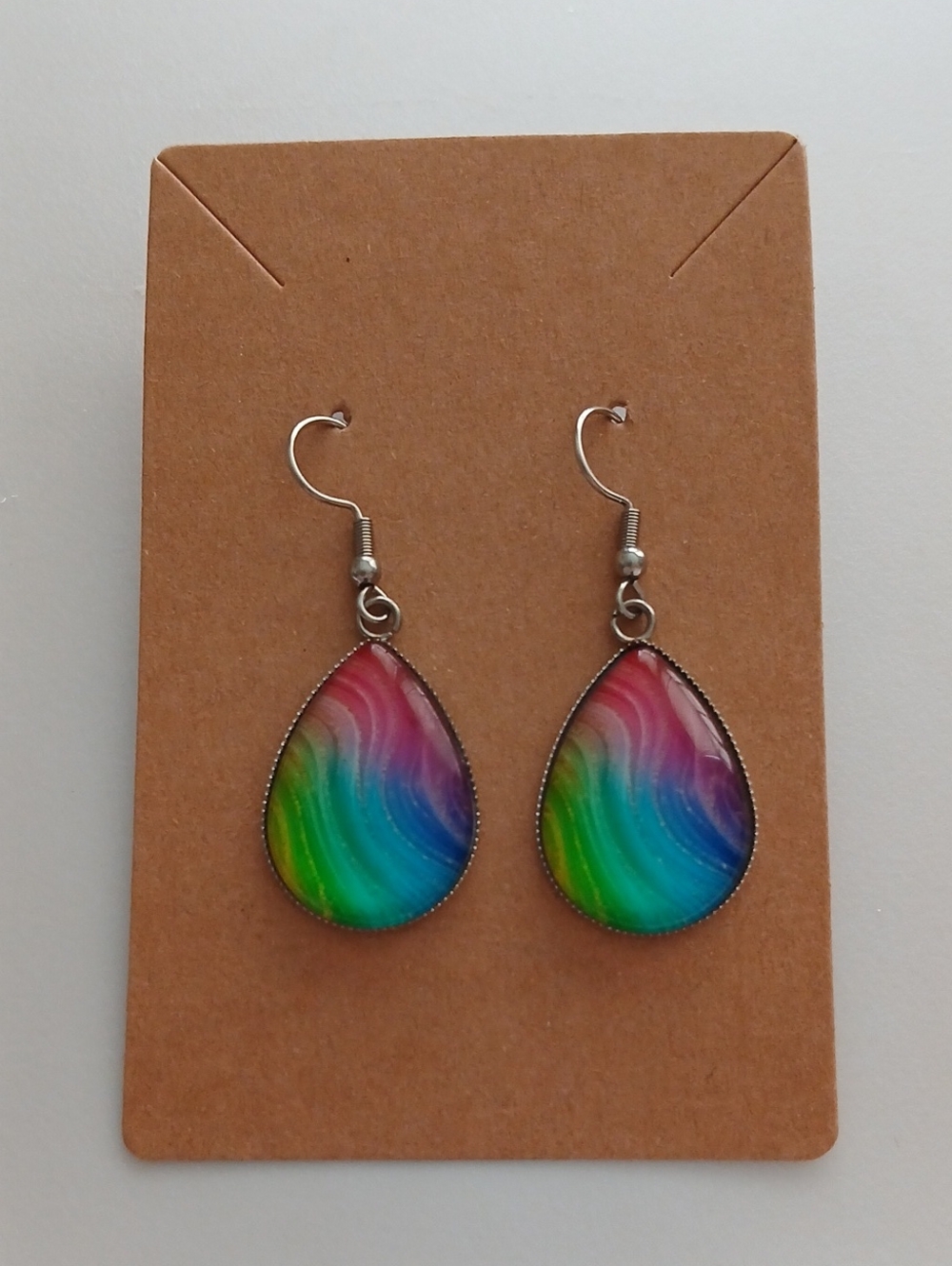 Fashion Jewelry Rainbow Teardrop Earrings - Pink, Purple, Blue, Green